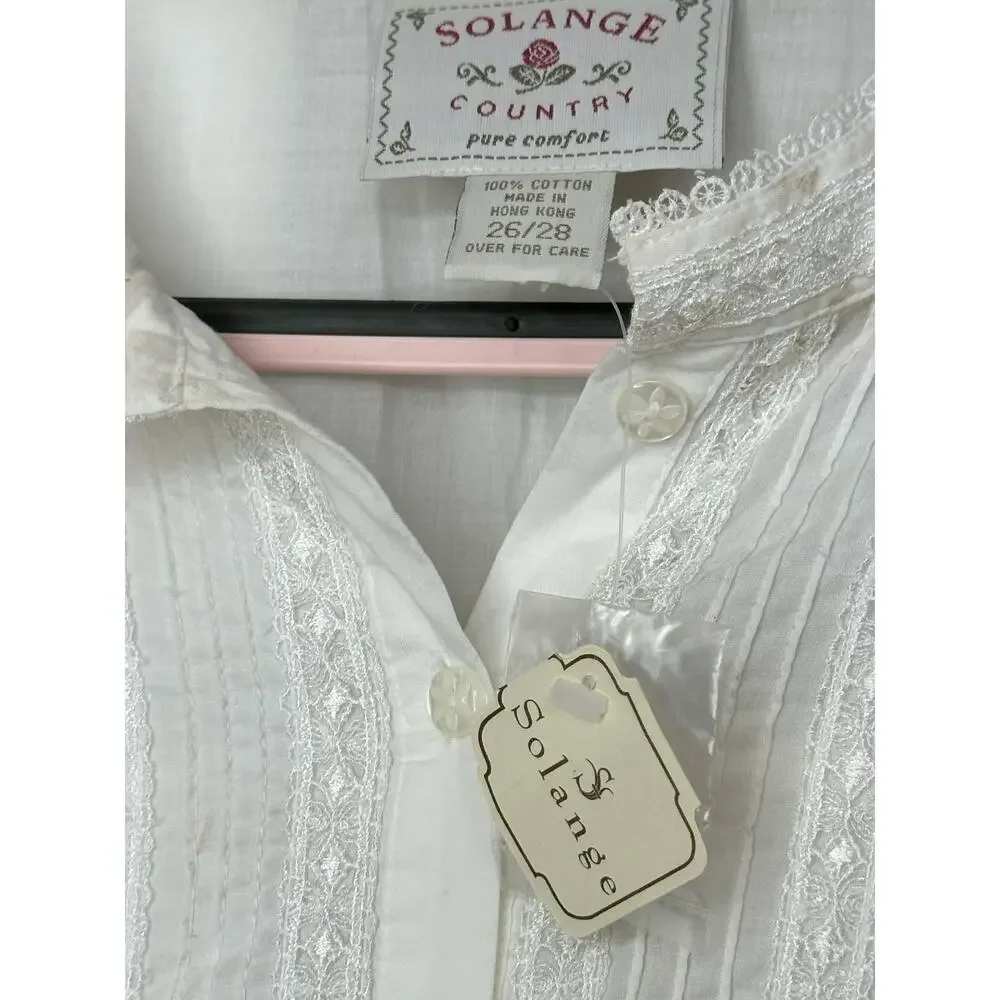 Solange White Nightgown Plus Size 26/28 Pintuck Prairie Cottagecore Sleep Gown